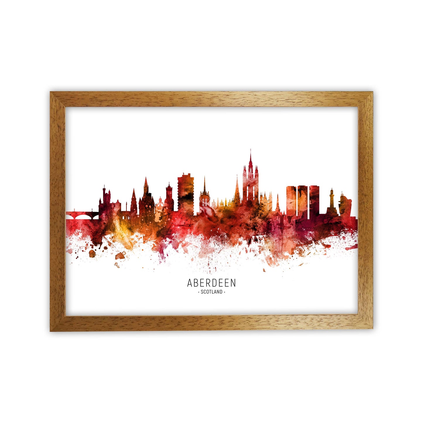 Aberdeen Scotland Skyline Red City Name by Michael Tompsett Oak Grain