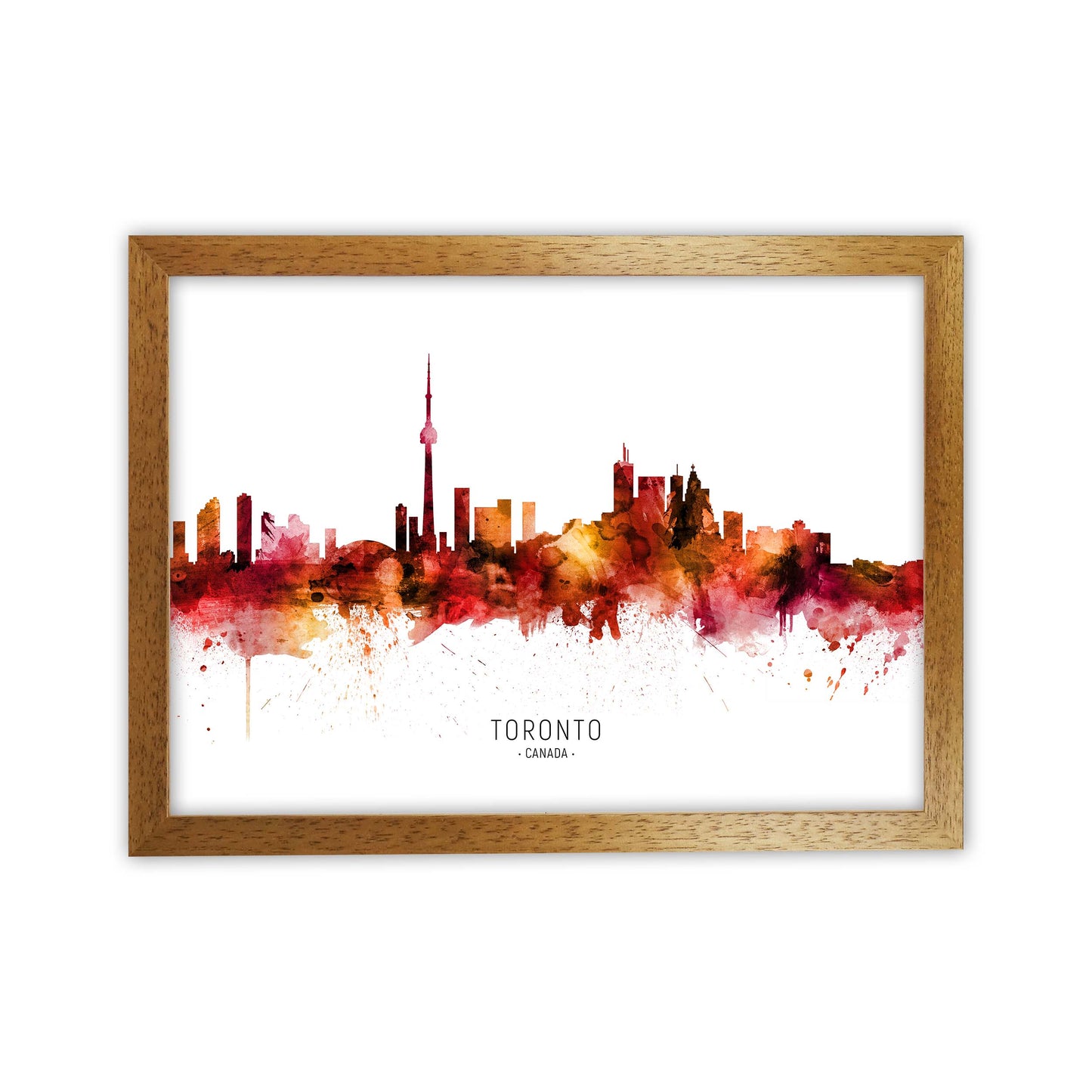 Toronto Canada Skyline Red City Name by Michael Tompsett Oak Grain