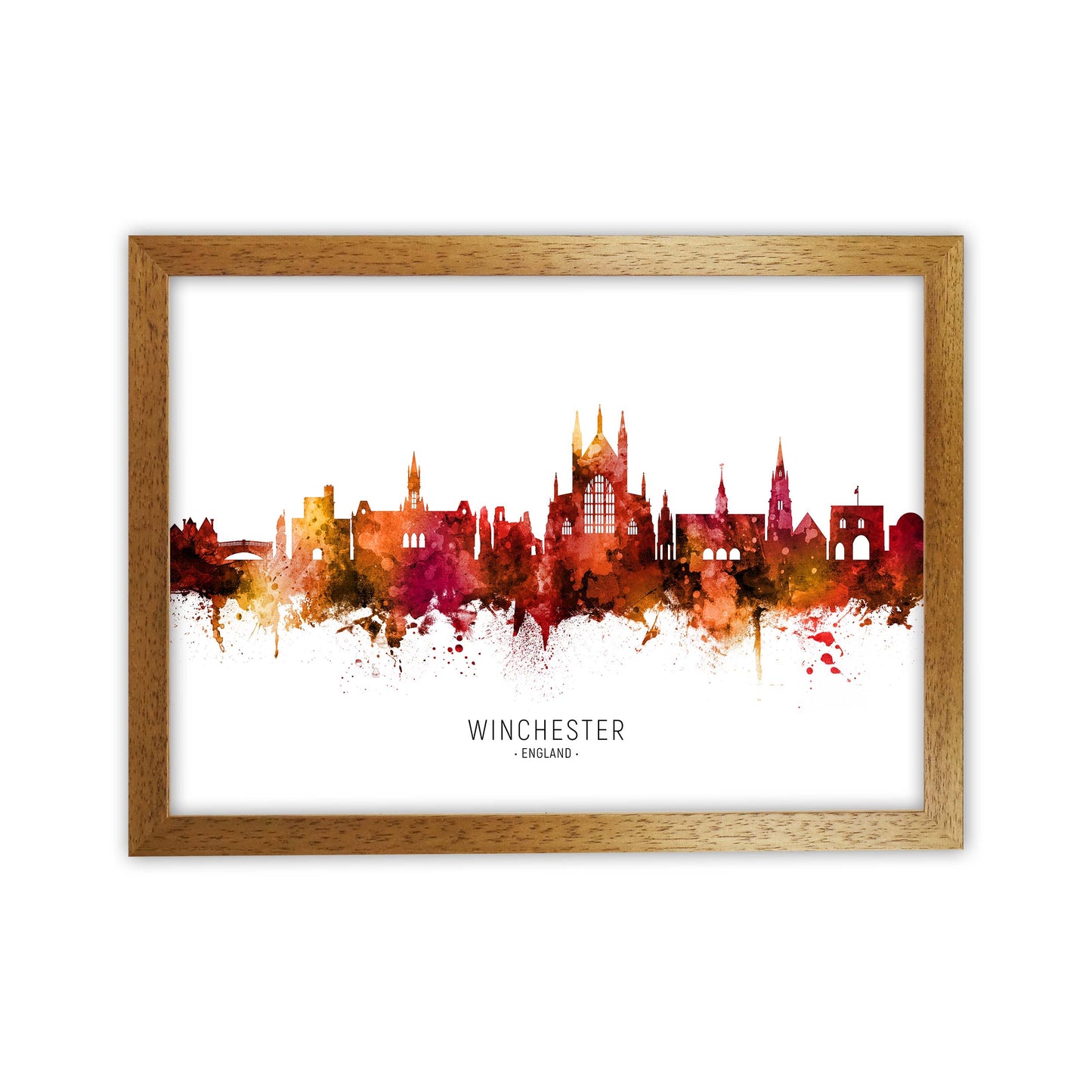 Winchester England Skyline Red City Name by Michael Tompsett Oak Grain