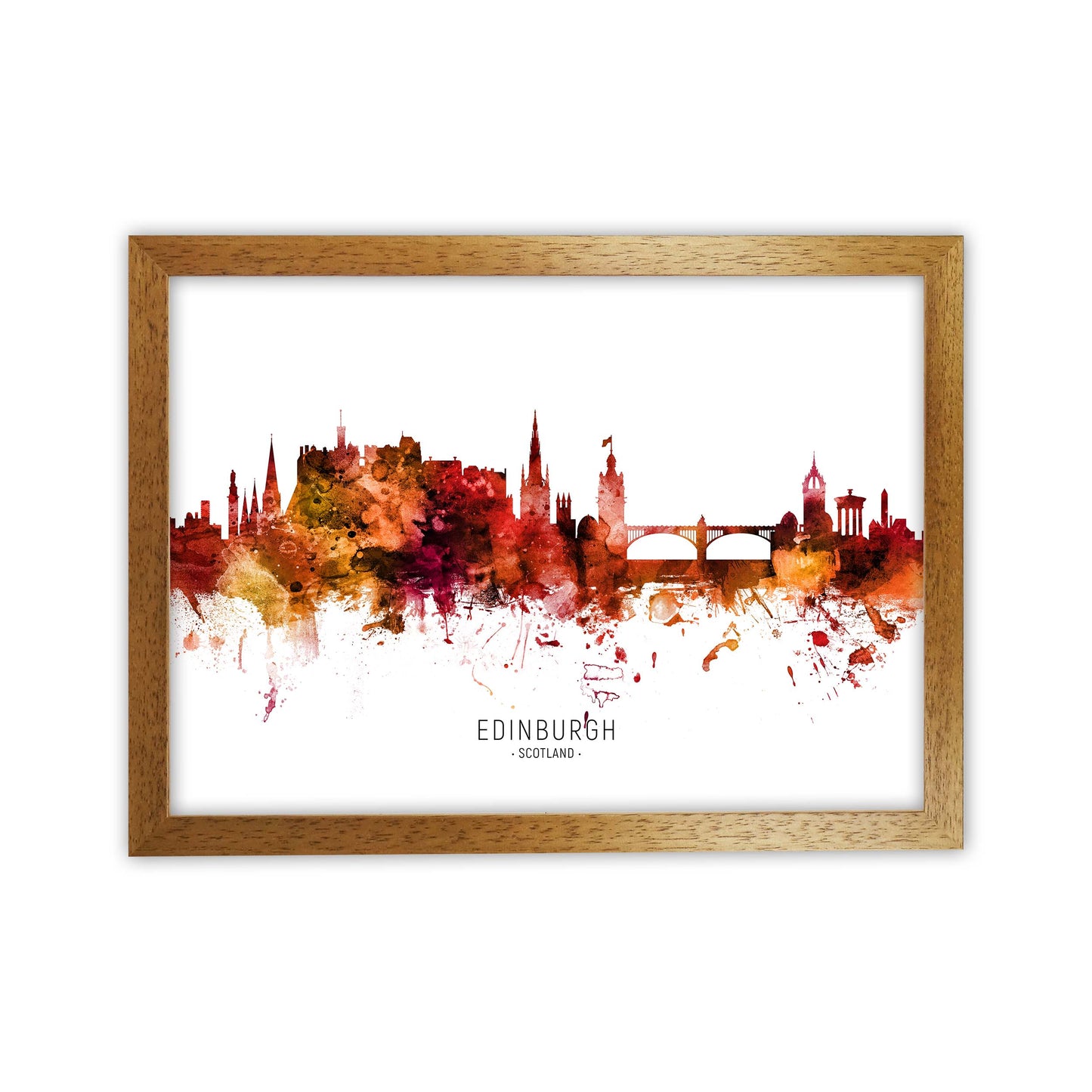 Edinburgh Scotland Skyline Red City Name by Michael Tompsett Oak Grain
