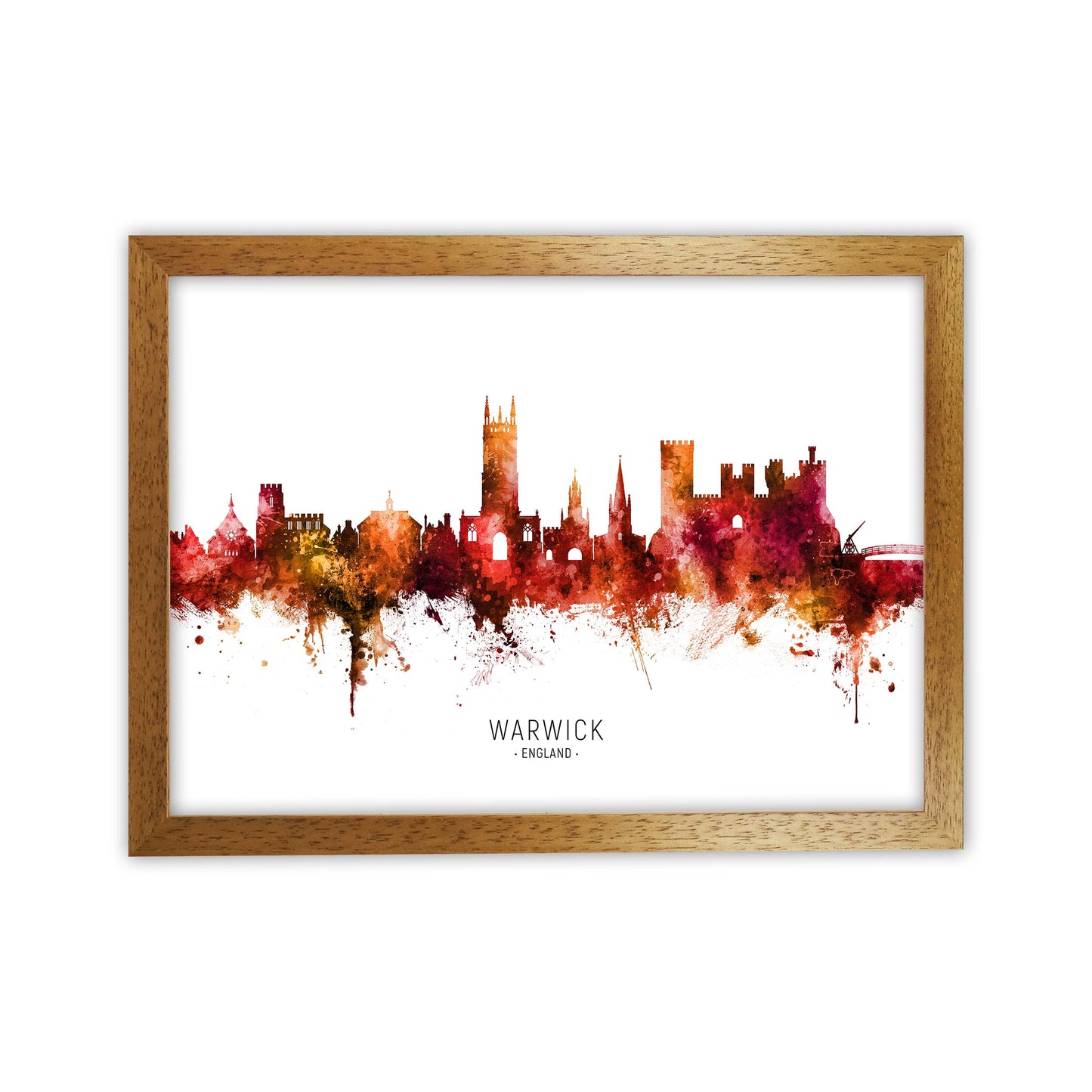 Warwick England Skyline Red City Name by Michael Tompsett Oak Grain