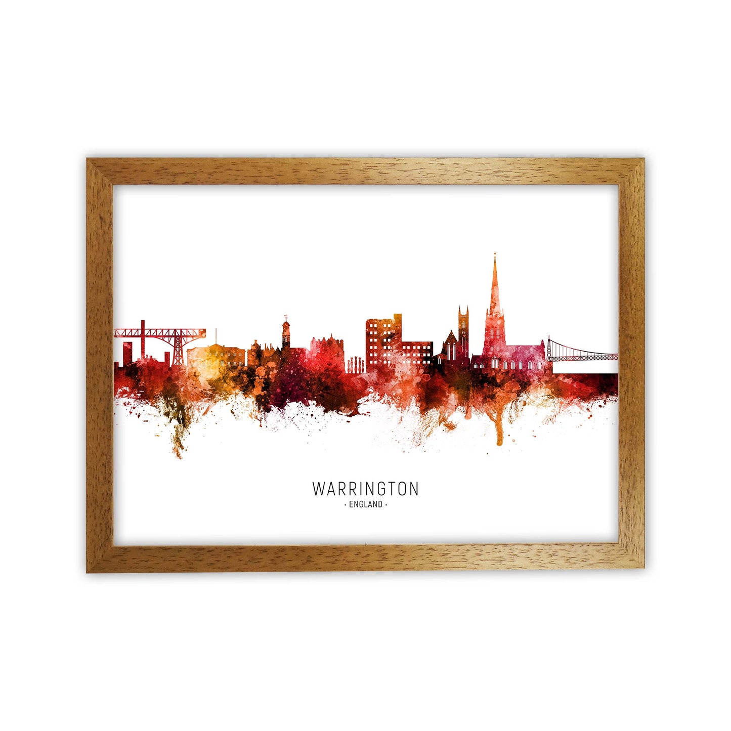 Warrington England Skyline Red City Name  by Michael Tompsett Oak Grain