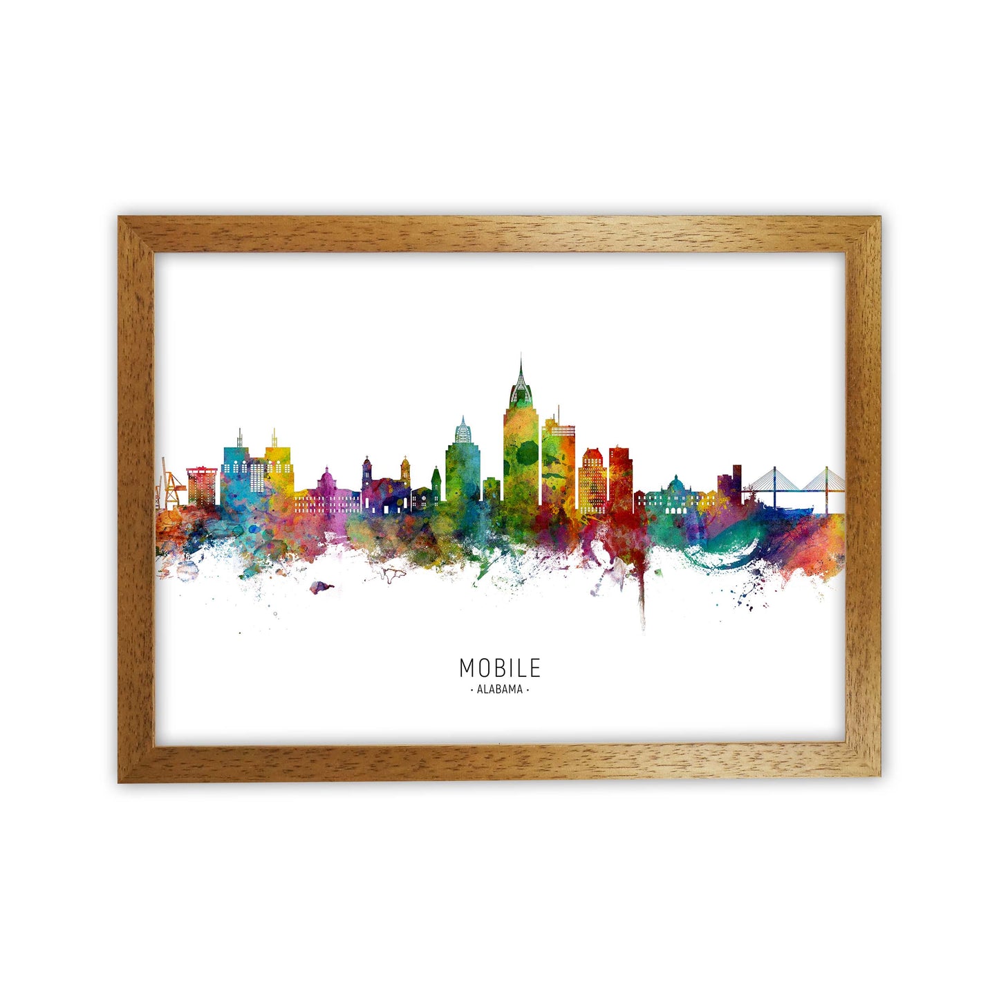 Mobile Alabama Skyline Art Print by Michael Tompsett Oak Grain