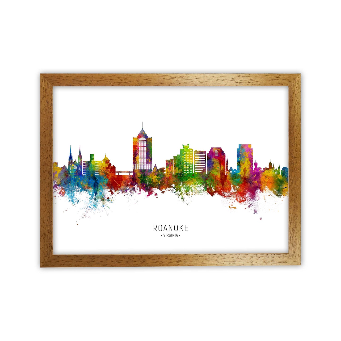 Roanoke Virginia Skyline Art Print by Michael Tompsett Oak Grain