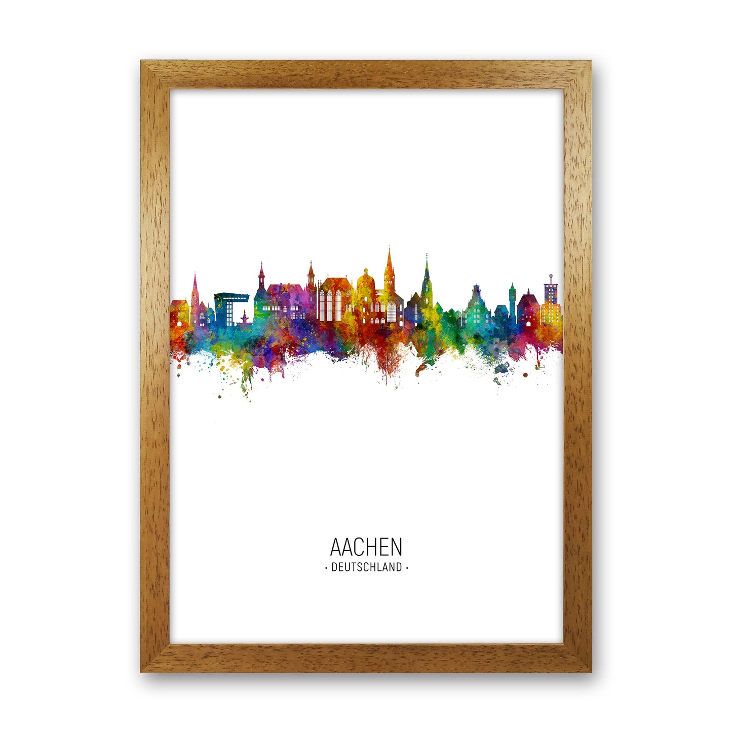 Aachen Deutschland Skyline Portrait Art Print by Michael Tompsett Oak Grain