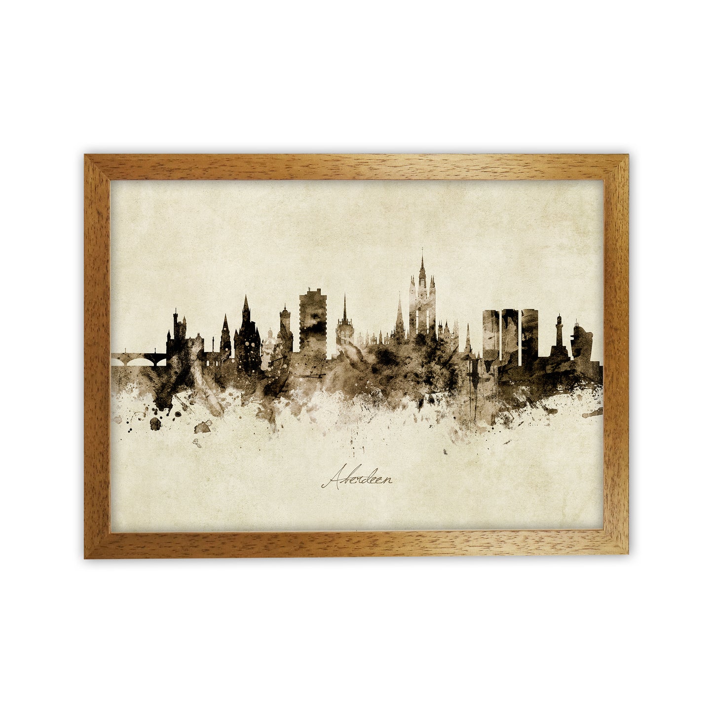 Aberdeen Scotland Skyline Vintage Art Print by Michael Tompsett Oak Grain
