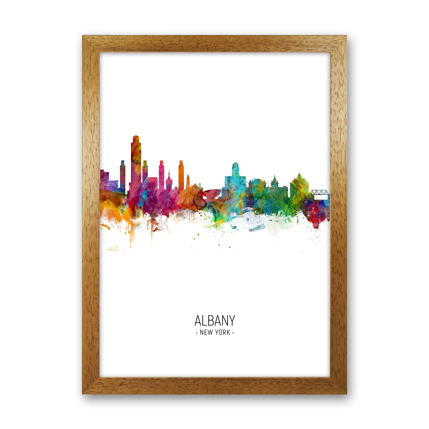 Albany New York Skyline Portrait Art Print by Michael Tompsett Oak Grain