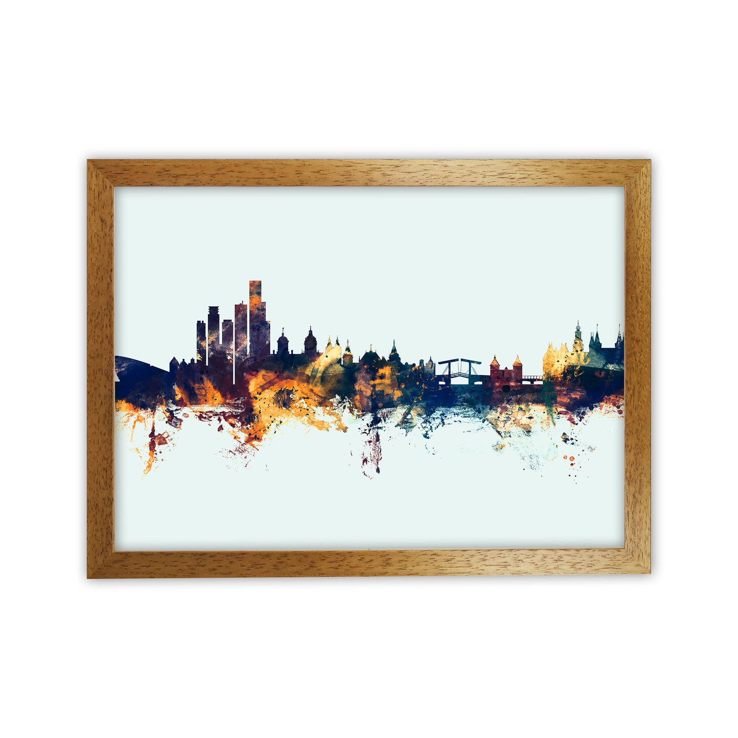 Amsterdam Netherlands Skyline Blue Orange Art Print by Michael Tompsett Oak Grain