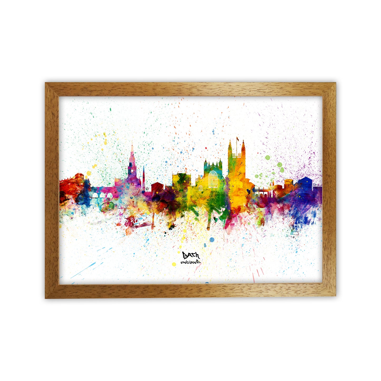 Bath England Skyline Splash Art Print by Michael Tompsett Oak Grain