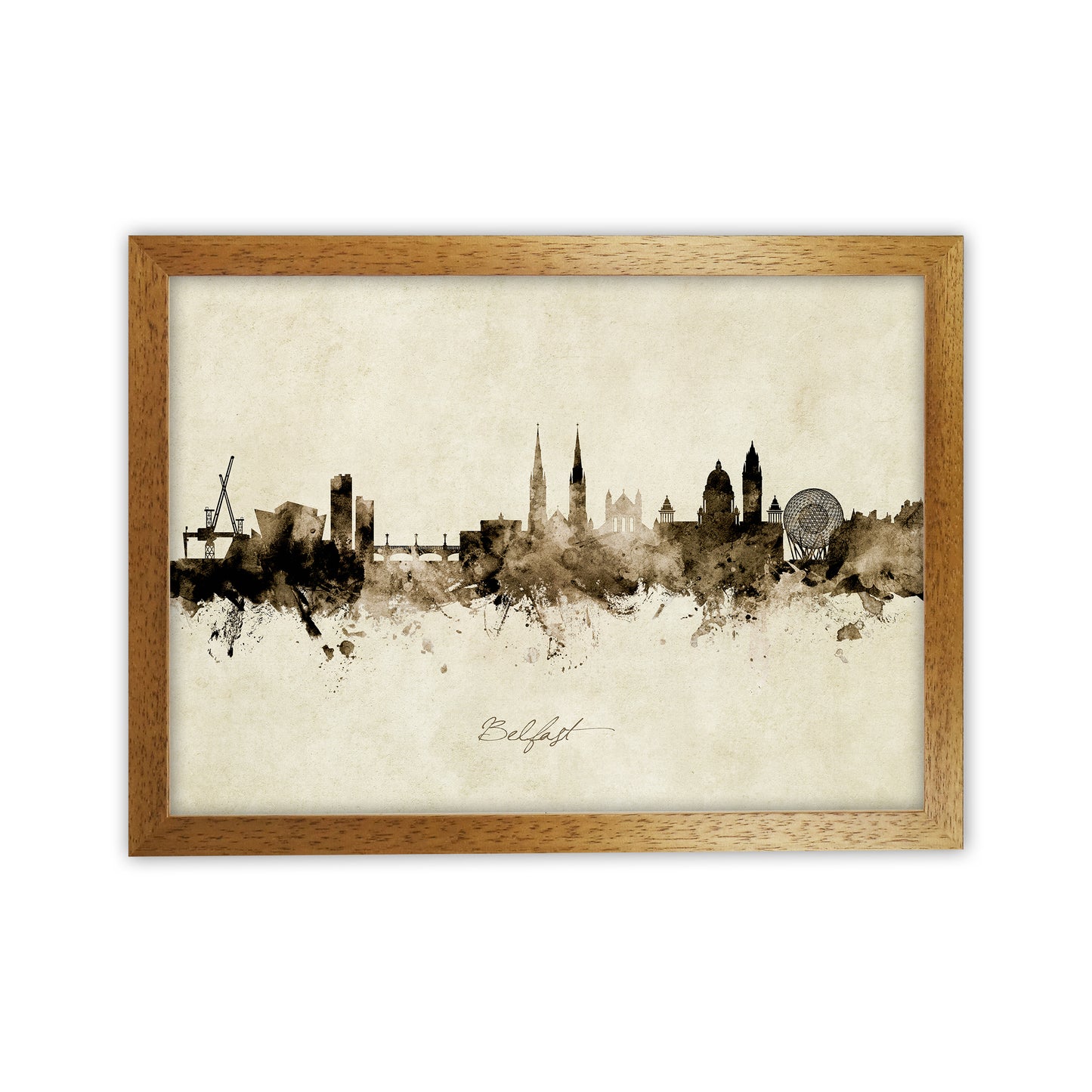 Belfast Northern Ireland Skyline Vintage Art Print by Michael Tompsett Oak Grain