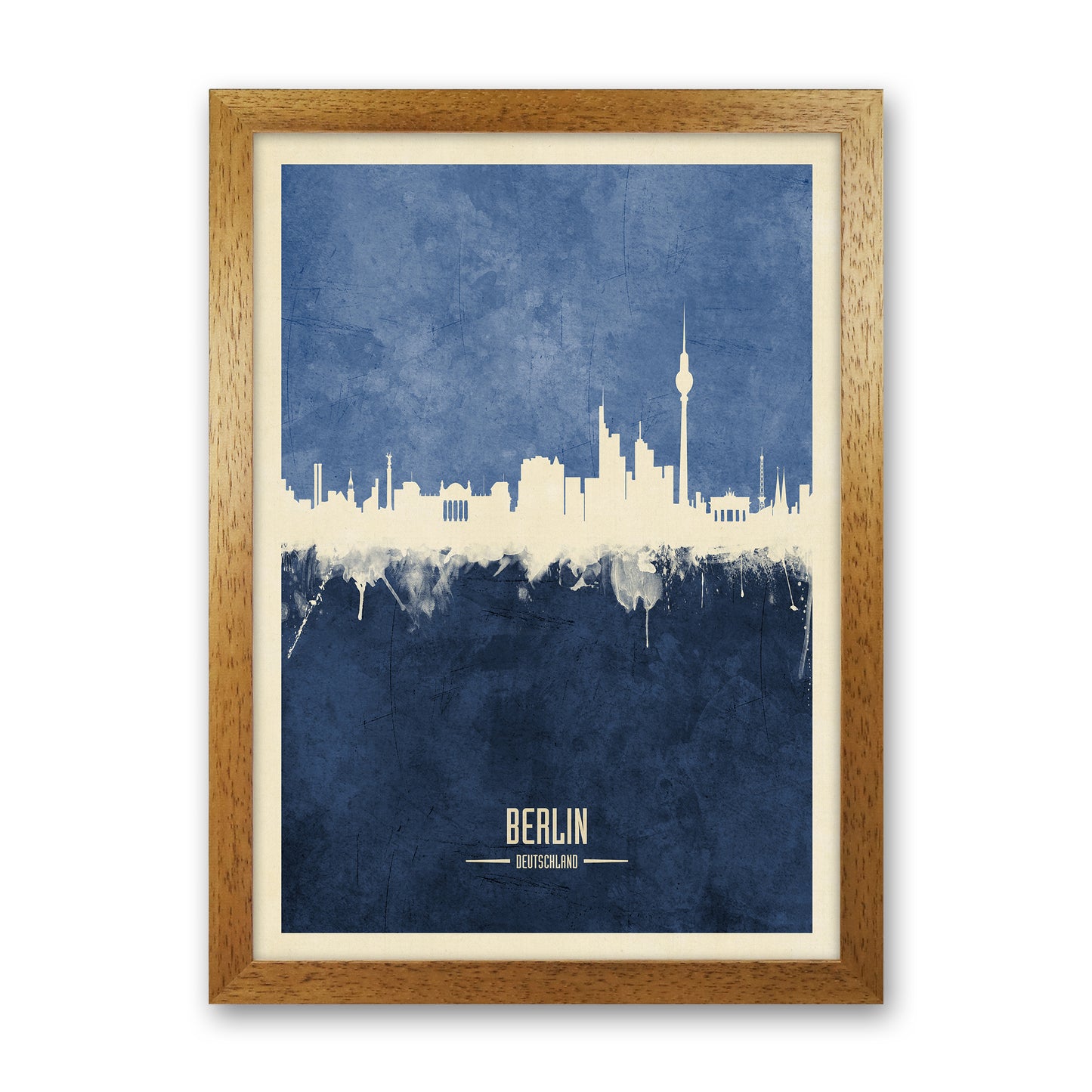Berlin Germany Skyline Portrait Navy Art Print by Michael Tompsett Oak Grain