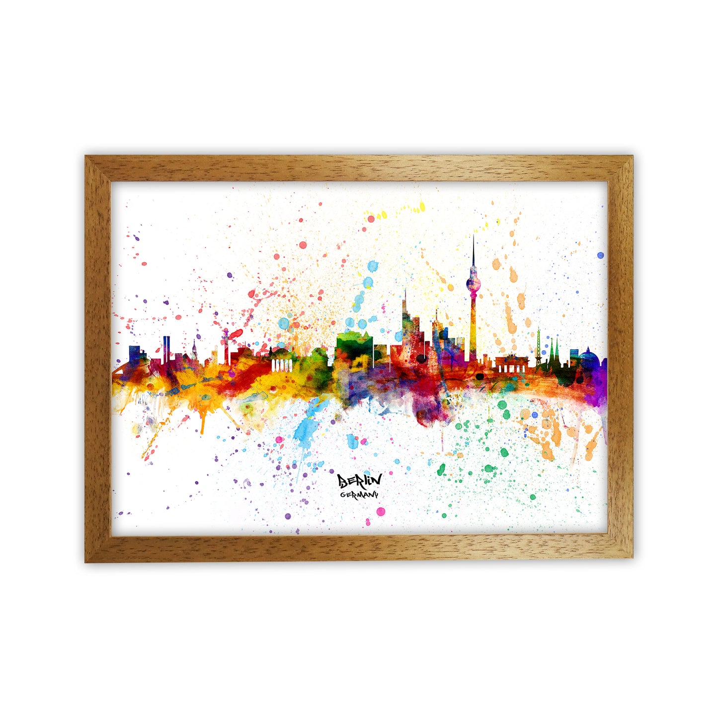 Berlin Germany Skyline Splash Art Print by Michael Tompsett Oak Grain