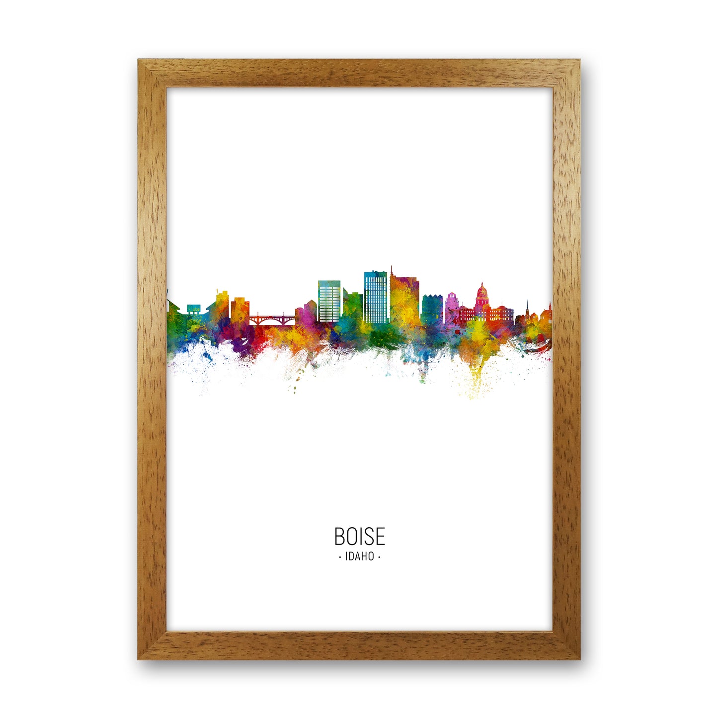 Boise Idaho Skyline Portrait Art Print by Michael Tompsett Oak Grain