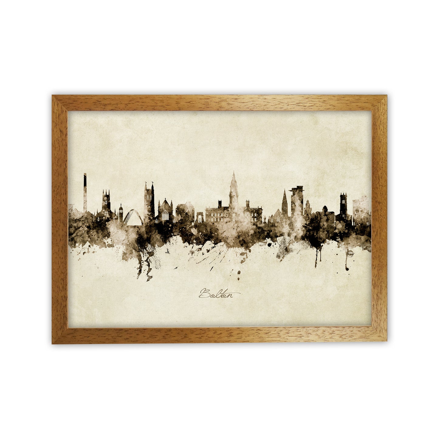 Bolton England Skyline Vintage Art Print by Michael Tompsett Oak Grain