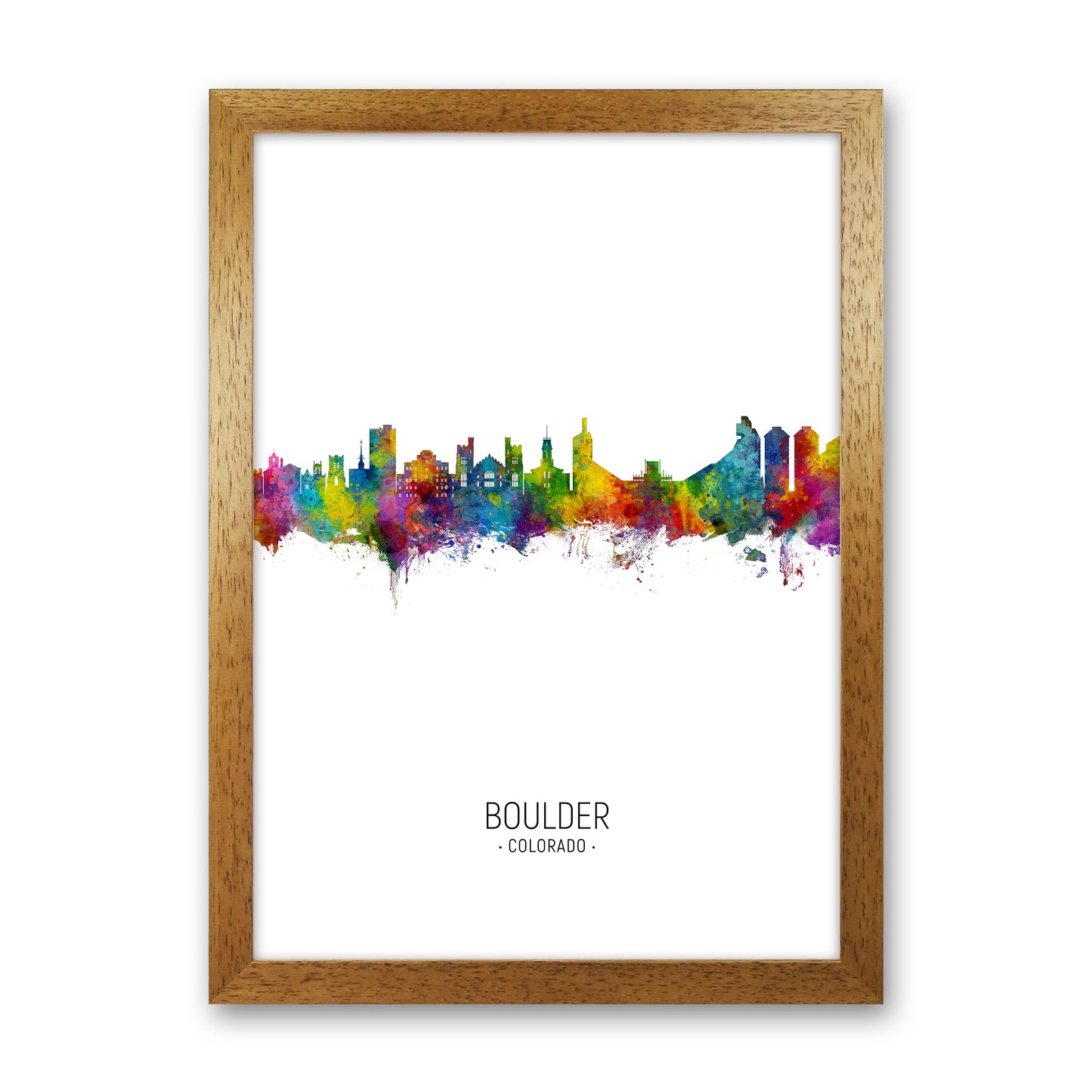 Boulder Colorado Skyline Portrait Art Print by Michael Tompsett Oak Grain