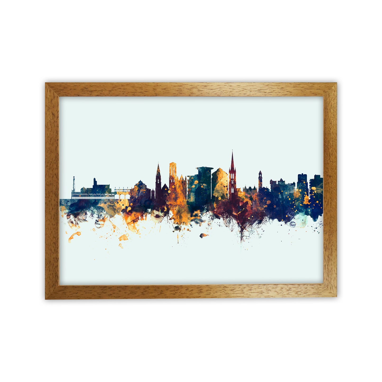 Bournemouth England Skyline Blue Orange Art Print by Michael Tompsett Oak Grain