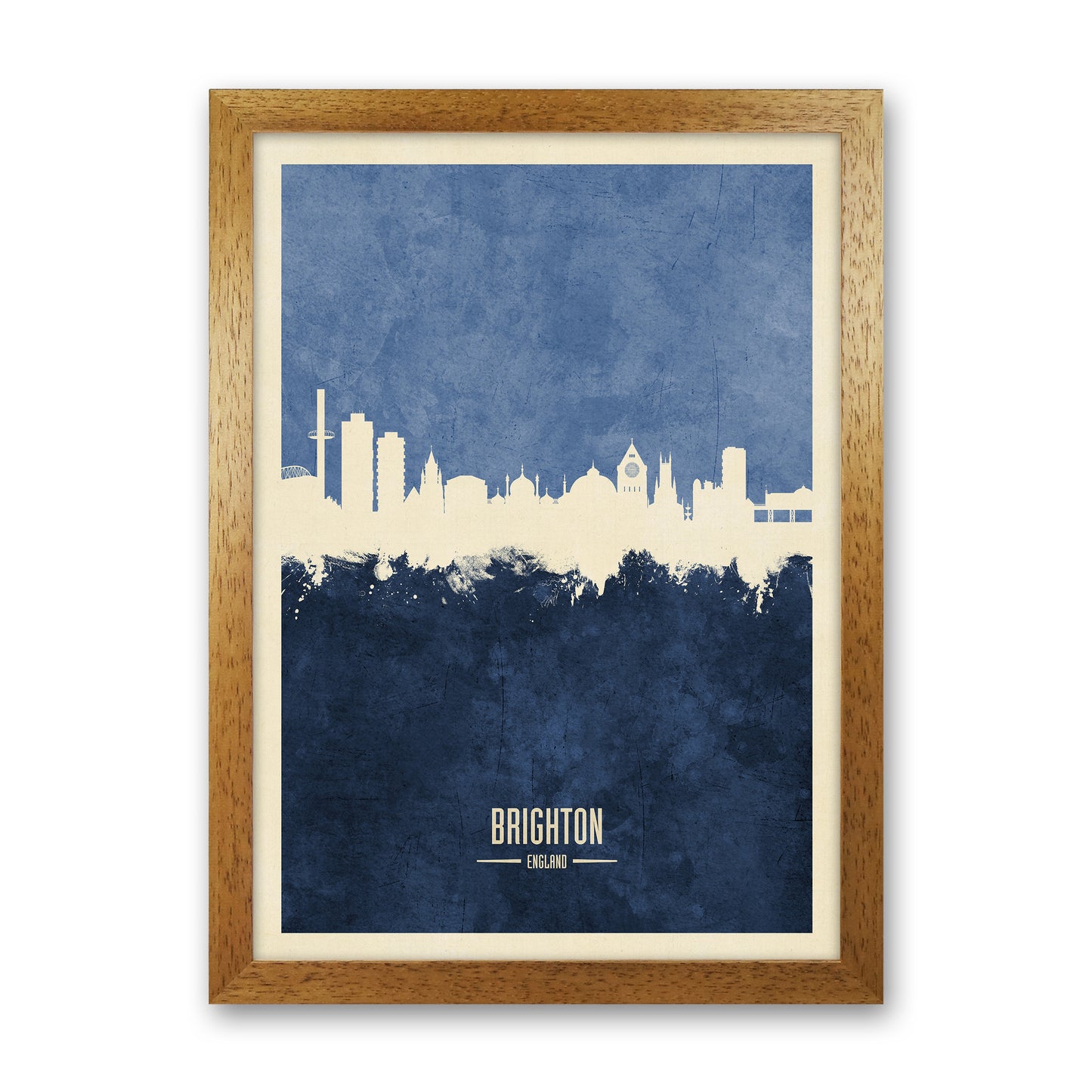 Brighton England Skyline Portrait Navy Art Print by Michael Tompsett Oak Grain