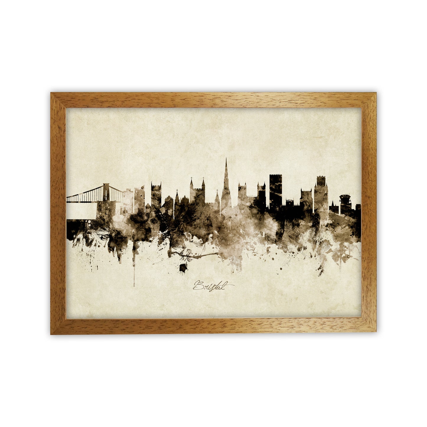 Bristol England Skyline Vintage Art Print by Michael Tompsett Oak Grain