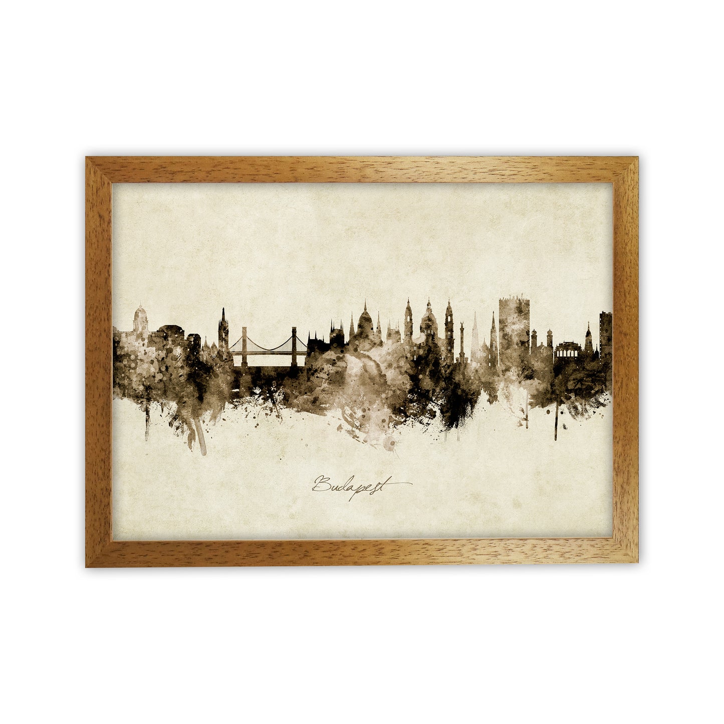 Budapest Hungary Skyline Vintage Art Print by Michael Tompsett Oak Grain