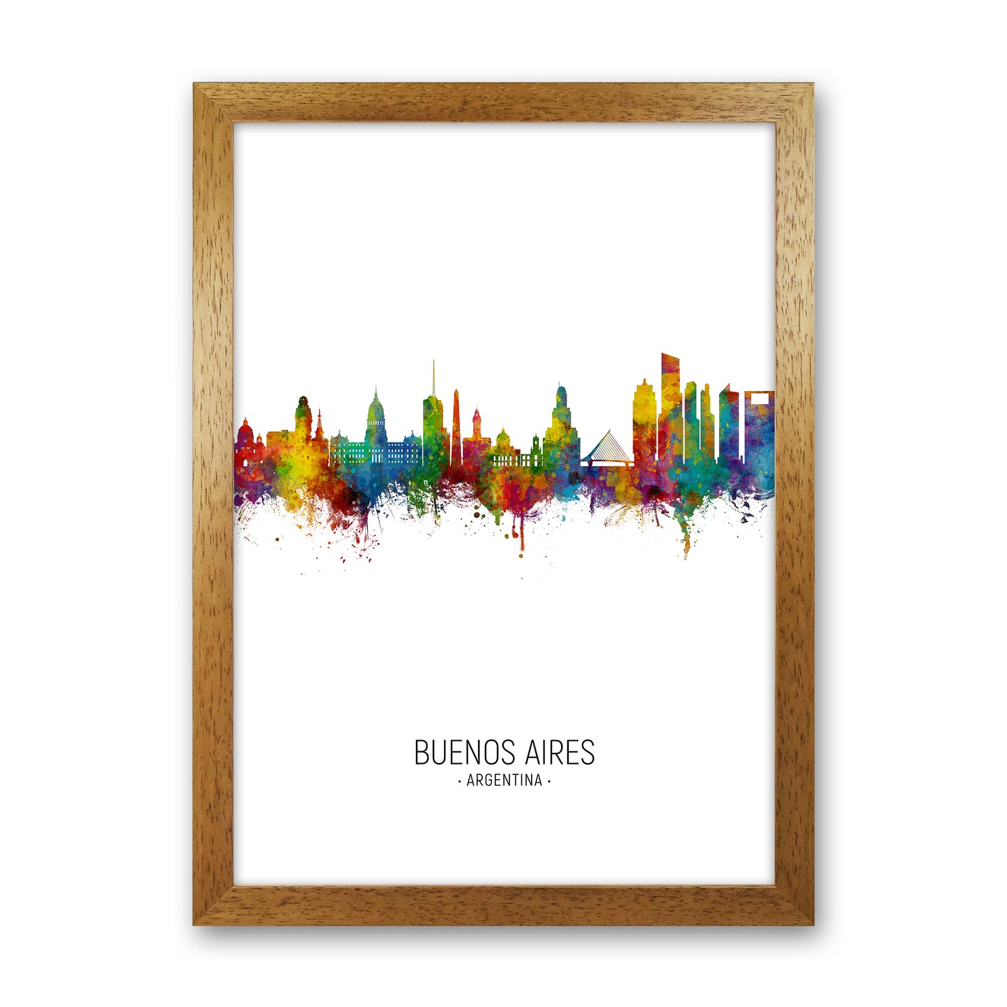 Buenos Aires Argentina Skyline Portrait Art Print by Michael Tompsett Oak Grain