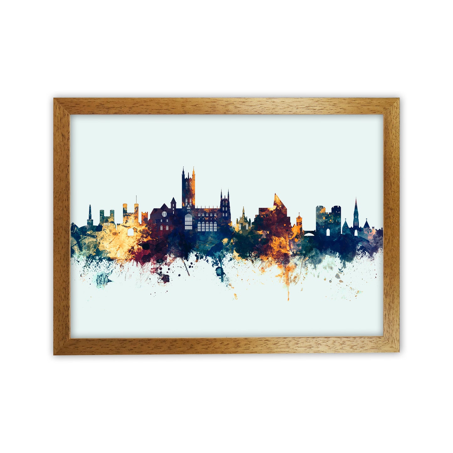 Canterbury England Skyline Blue Orange Art Print by Michael Tompsett Oak Grain