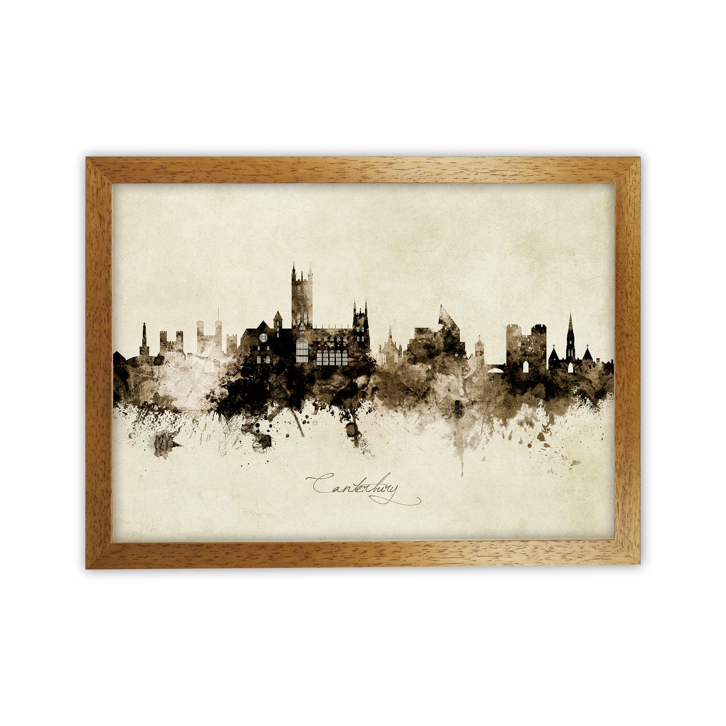 Canterbury England Skyline Vintage Art Print by Michael Tompsett Oak Grain
