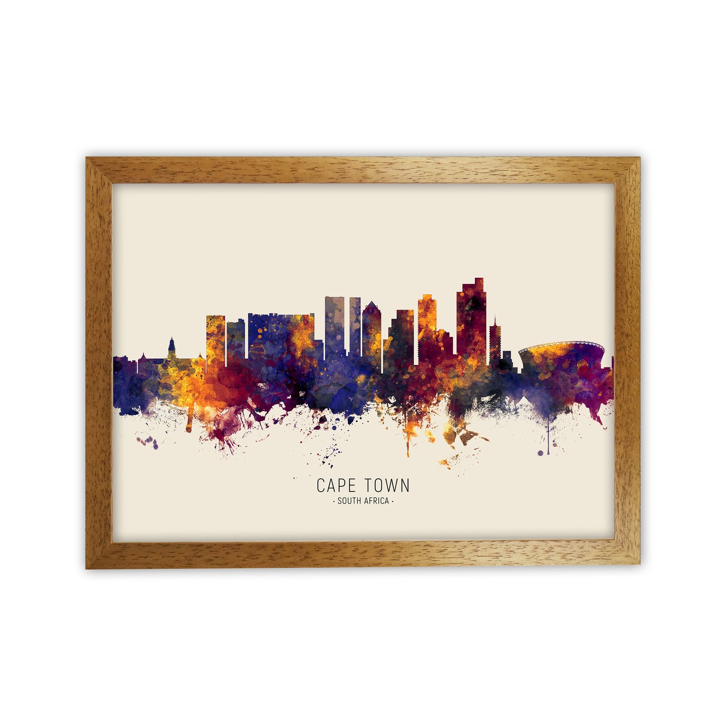 Cape Town South Africa Skyline Autumn City Name Art Print by Michael Tompsett Oak Grain