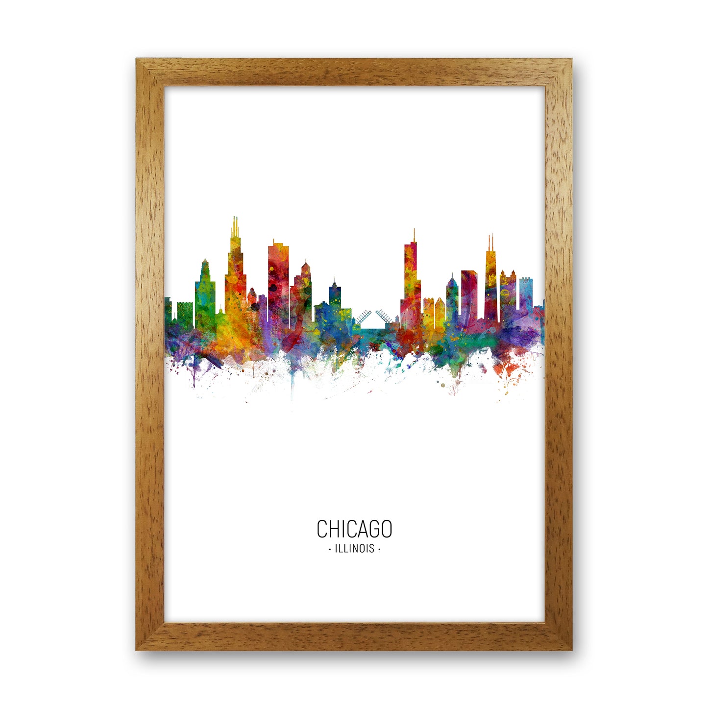 Chicago Illinois Skyline Portrait Art Print by Michael Tompsett Oak Grain