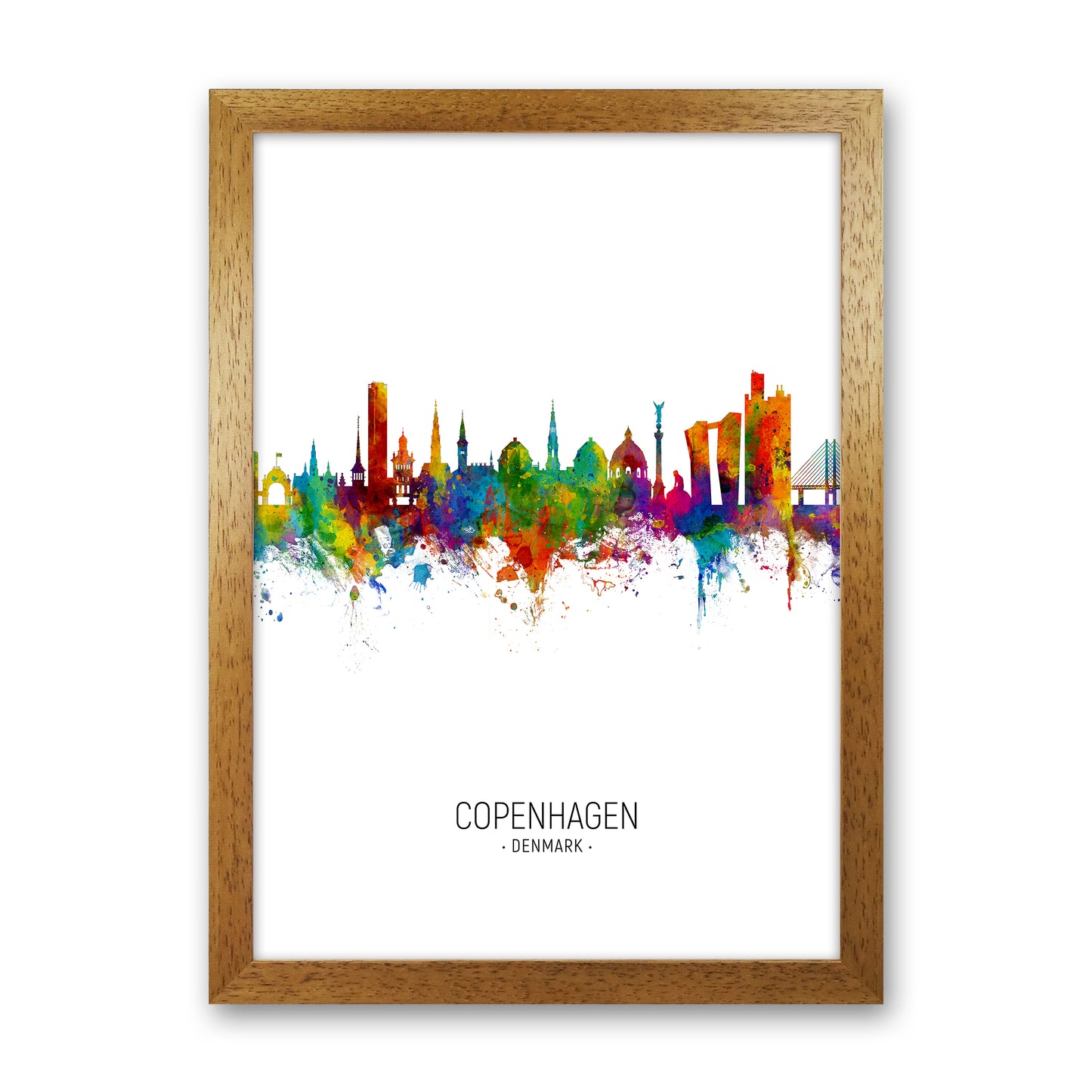 Copenhagen Denmark Skyline Portrait Art Print by Michael Tompsett Oak Grain