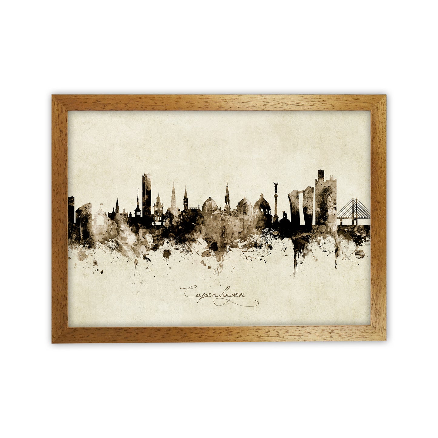 Copenhagen Denmark Skyline Vintage Art Print by Michael Tompsett Oak Grain