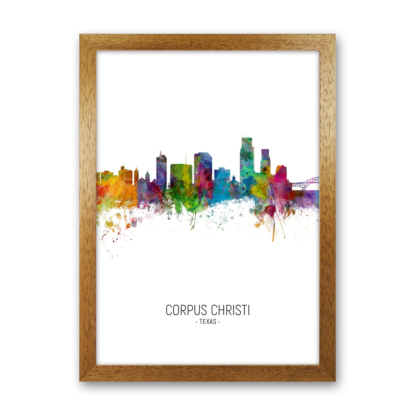 Corpus Christi Texas Skyline Portrait Art Print by Michael Tompsett Oak Grain