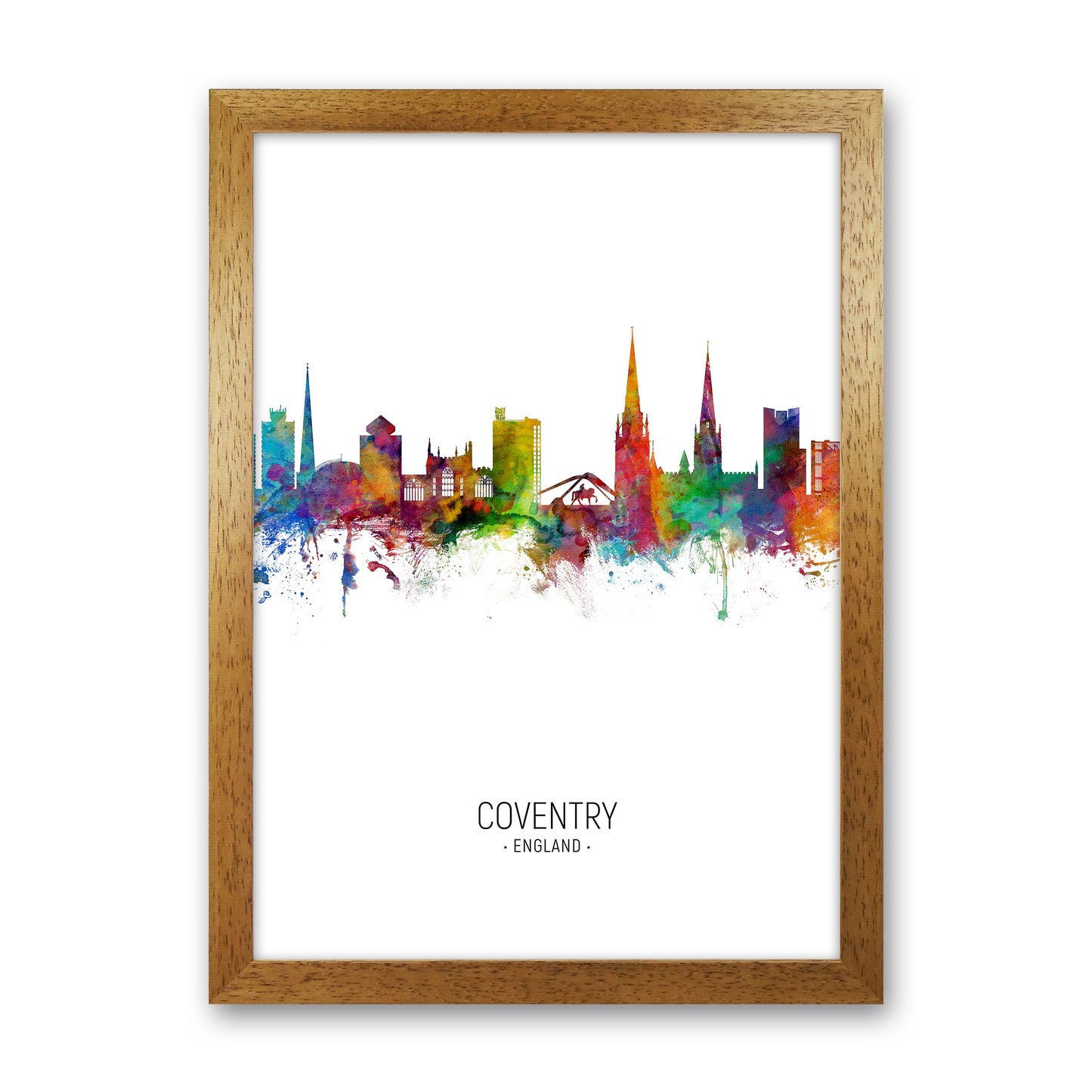 Coventry England Skyline Portrait Art Print by Michael Tompsett Oak Grain