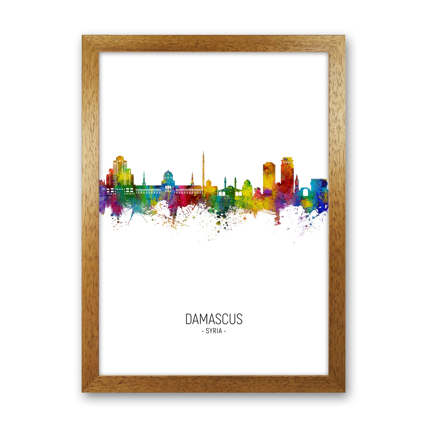 Damascus Syria Skyline Portrait Art Print by Michael Tompsett Oak Grain