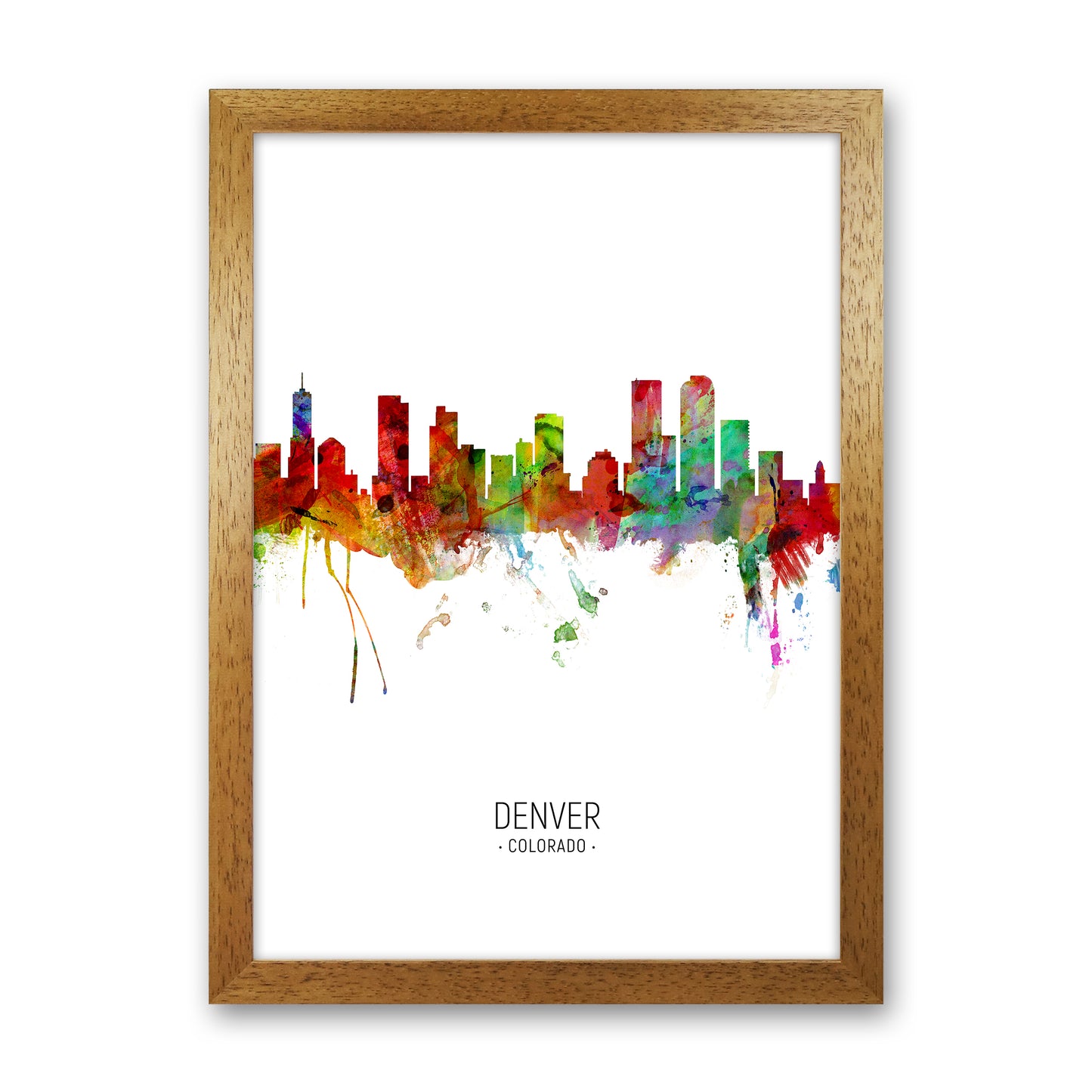 Denver Colorado Skyline Portrait Art Print by Michael Tompsett Oak Grain