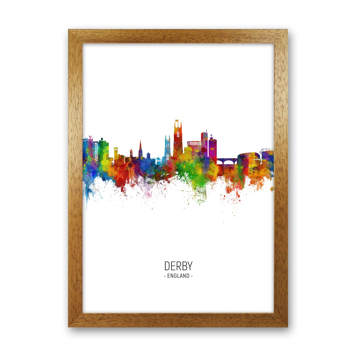 Derby England Skyline Portrait Art Print by Michael Tompsett Oak Grain