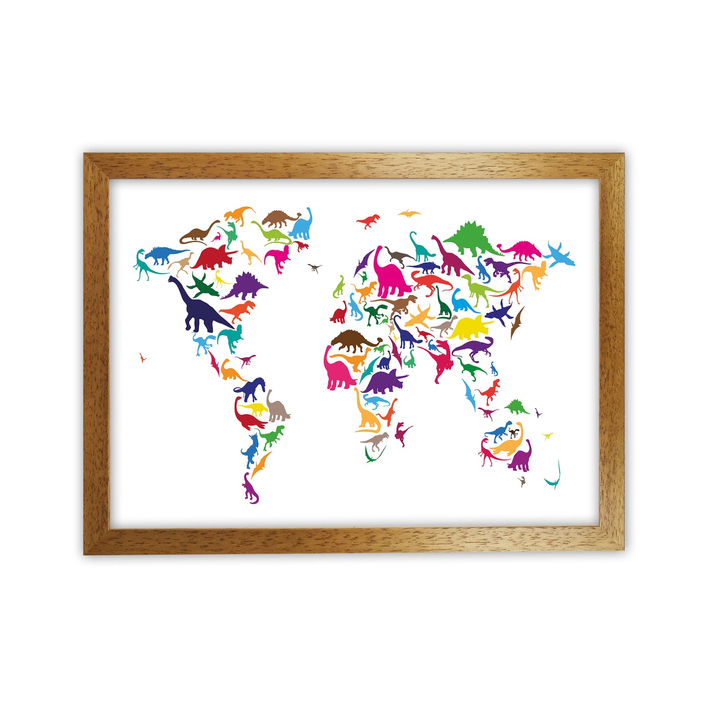 Dinosaur Map Colours Art Print by Michael Tompsett Oak Grain