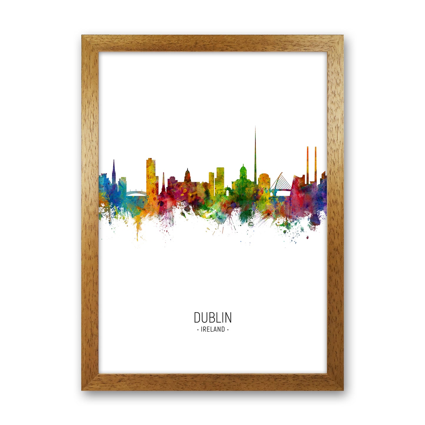 Dublin Ireland Skyline Portrait Art Print by Michael Tompsett Oak Grain