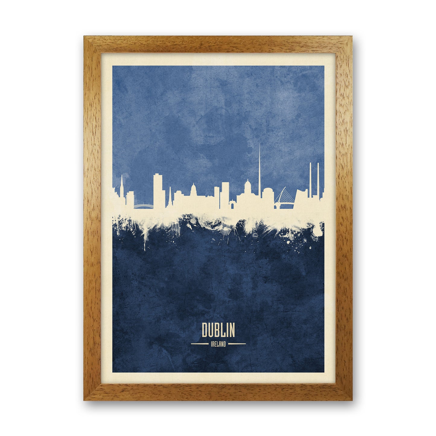 Dublin Ireland Skyline Portrait Navy Art Print by Michael Tompsett Oak Grain