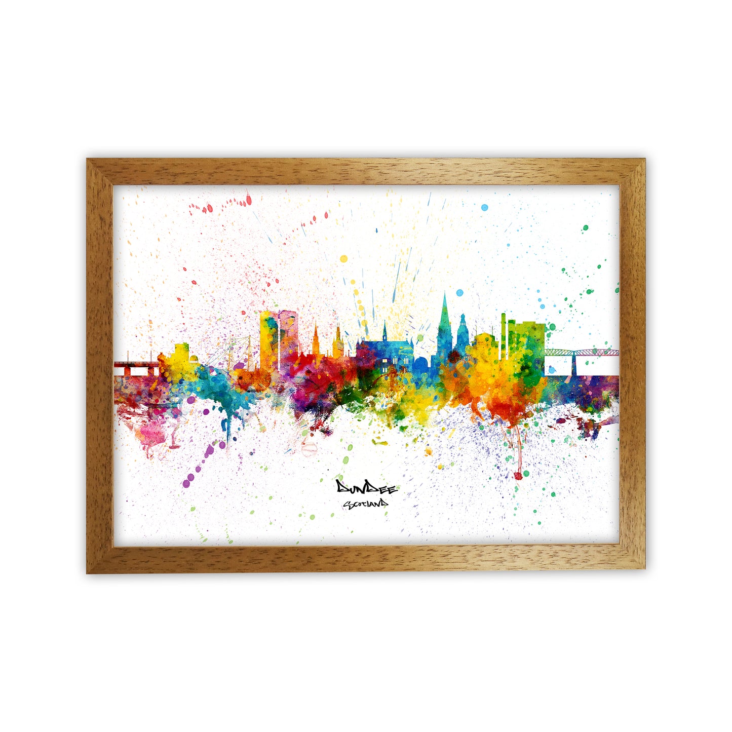Dundee Scotland Skyline Splash Art Print by Michael Tompsett Oak Grain