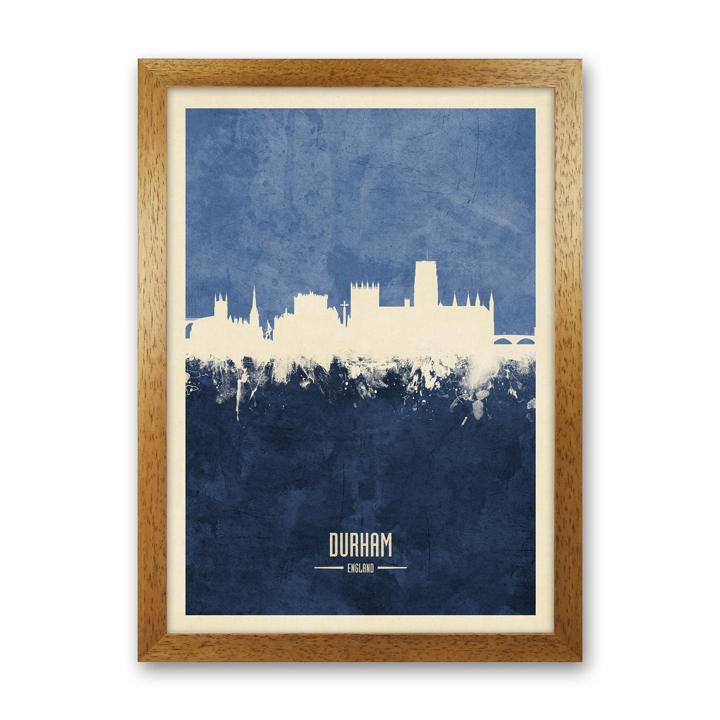 Durham England Skyline Portrait Navy Art Print by Michael Tompsett Oak Grain