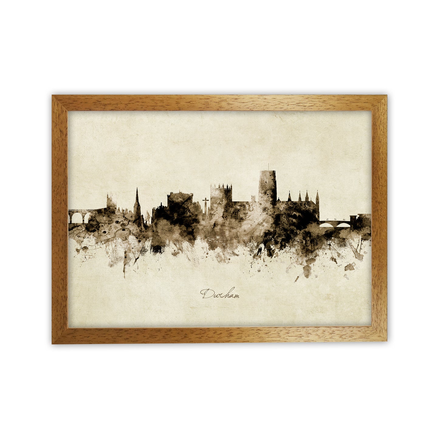 Durham England Skyline Vintage Art Print by Michael Tompsett Oak Grain