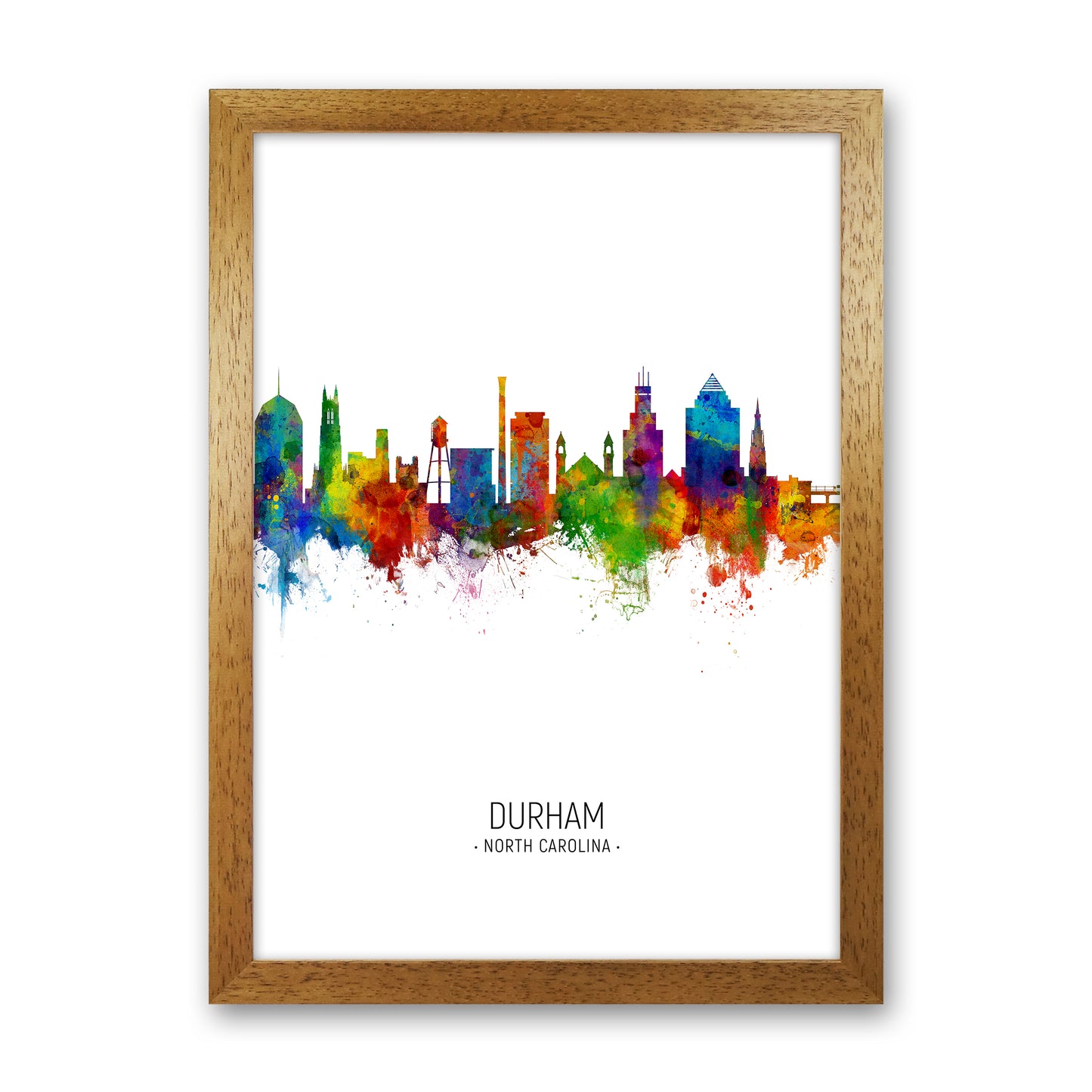 Durham North Carolina Skyline Portrait Art Print by Michael Tompsett Oak Grain