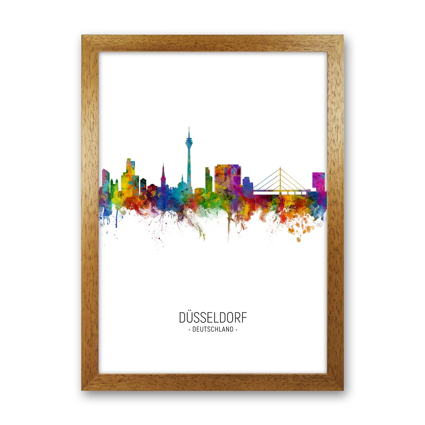 Dusseldorf Germany Skyline Portrait Art Print by Michael Tompsett Oak Grain
