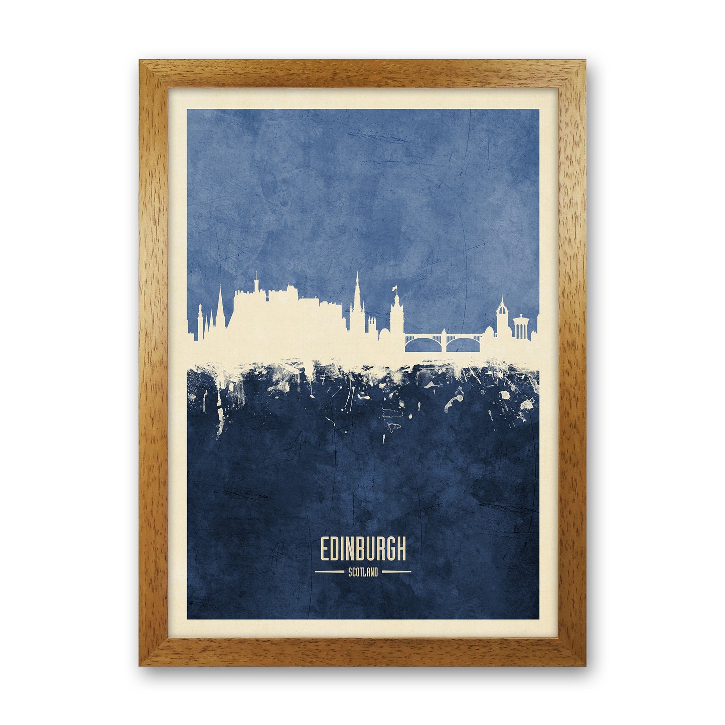 Edinburgh Scotland Skyline Portrait Navy Art Print by Michael Tompsett Oak Grain
