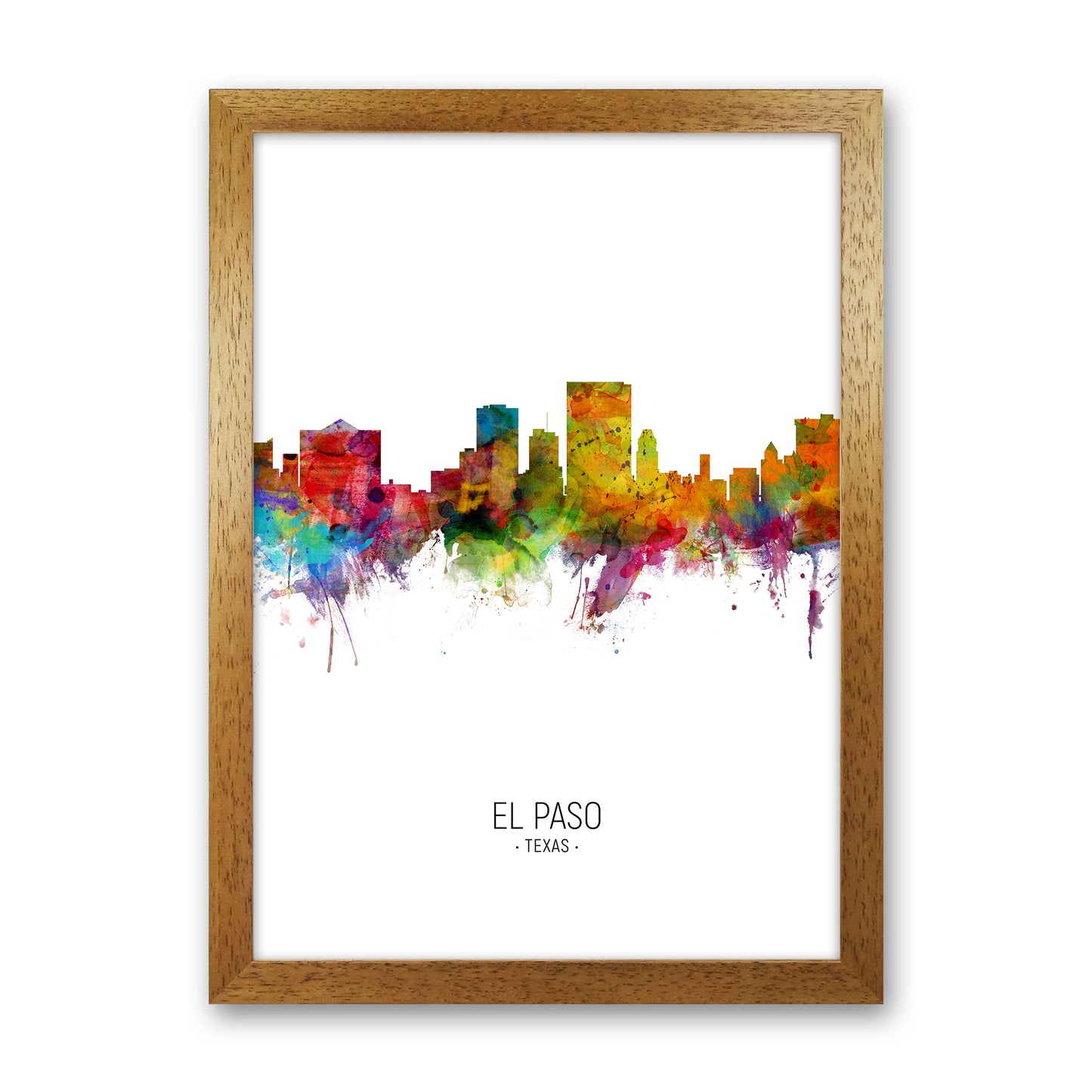 El Paso Texas Skyline Portrait Art Print by Michael Tompsett Oak Grain