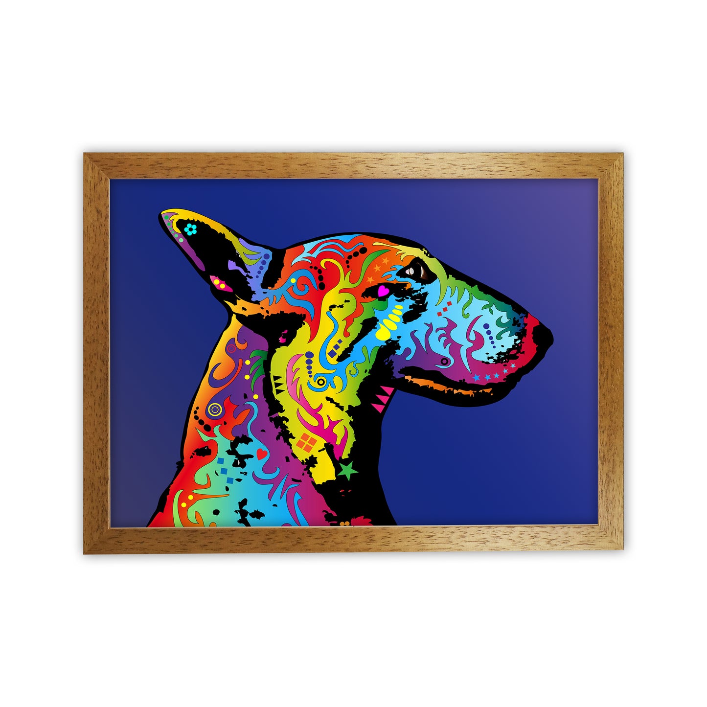 English Bull Terrier Dog Blue Art Print by Michael Tompsett Oak Grain