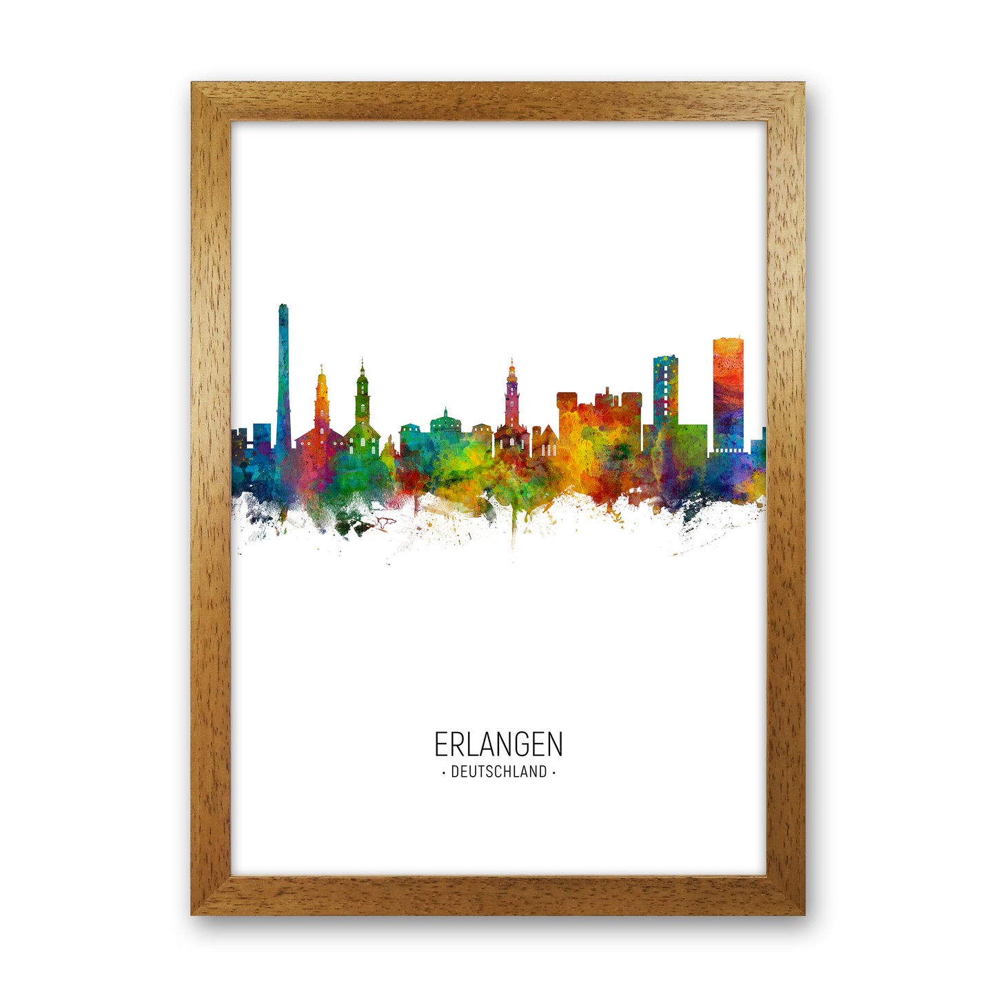 Erlangen Germany Skyline Portrait Art Print by Michael Tompsett Oak Grain