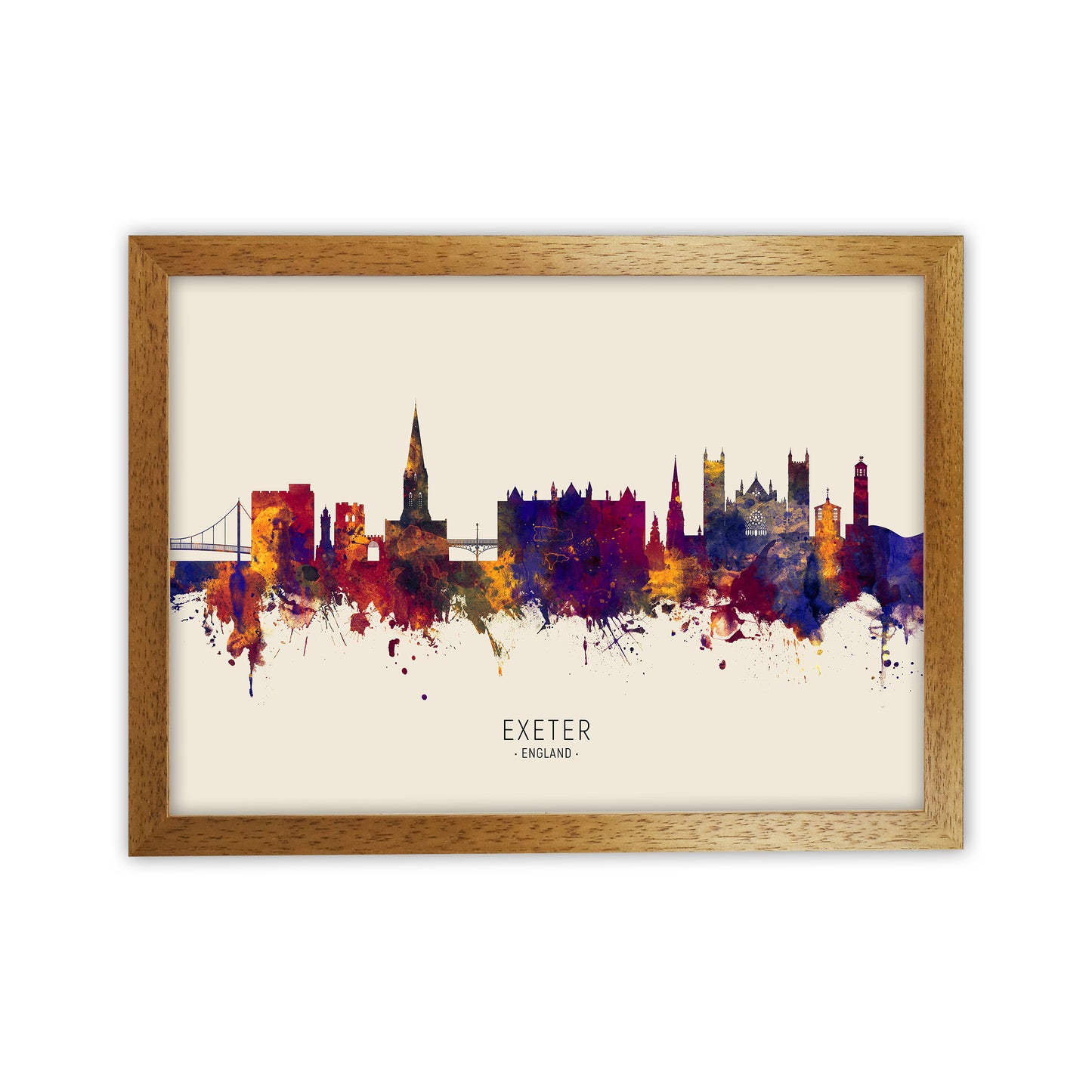 Exeter England Skyline Autumn City Name Art Print by Michael Tompsett Oak Grain