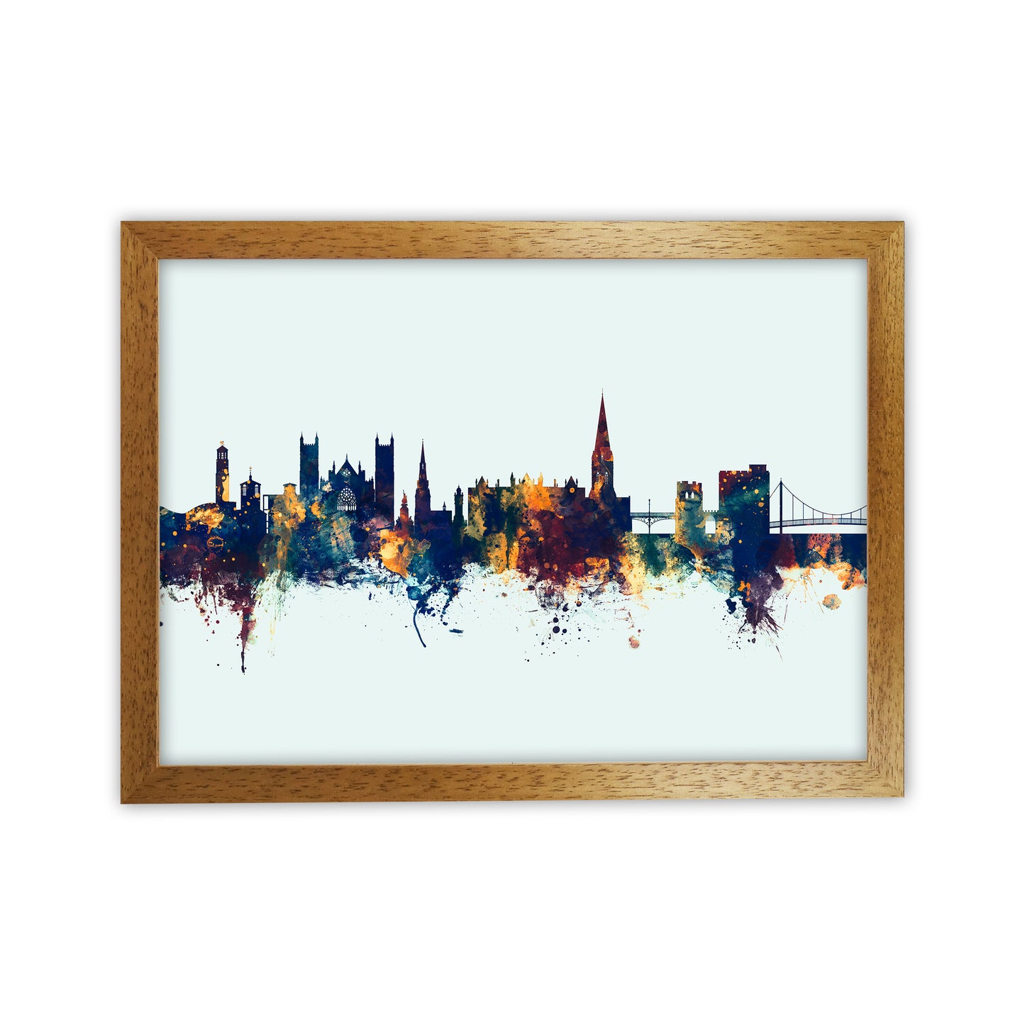 Exeter England Skyline Blue Orange Art Print by Michael Tompsett Oak Grain