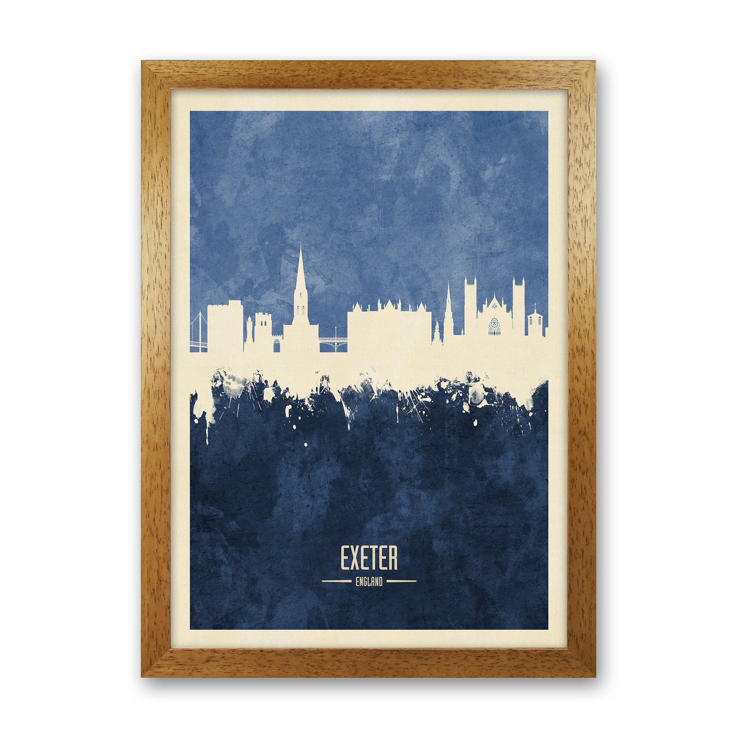 Exeter England Skyline Portrait Navy Art Print by Michael Tompsett Oak Grain
